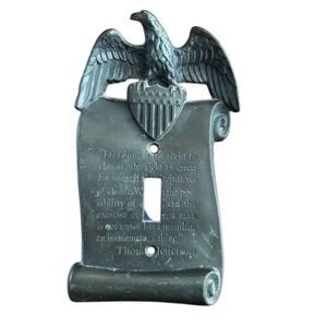 Vintage American Eagle Thomas Jefferson Freedom Brass Light Switch Cover